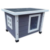 @pet kattenhok voor buiten 57x45x43 cm hout grijs en wit
