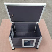 @pet kattenhok voor buiten 57x45x43 cm hout grijs en wit - afbeelding 2