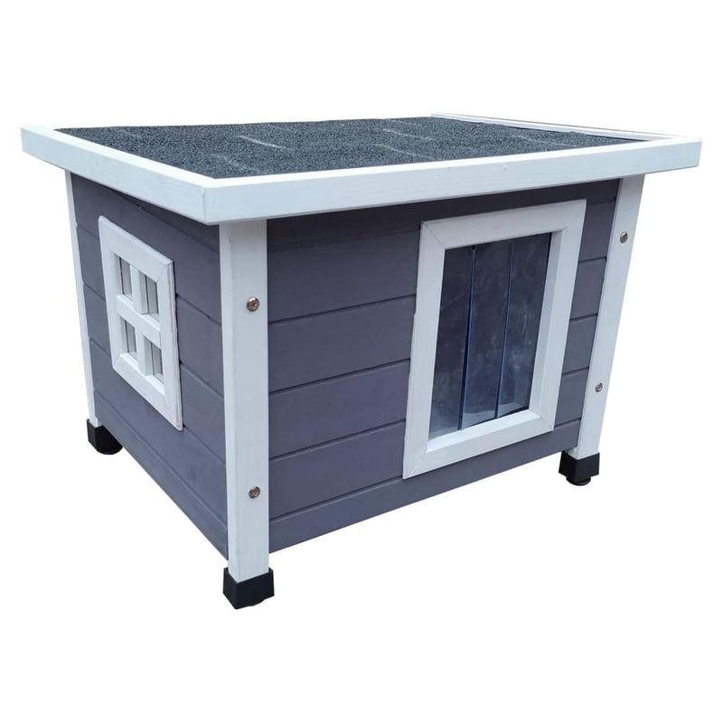 @pet kattenhok voor buiten xl 68,5x54x51,5 cm hout grijs en wit