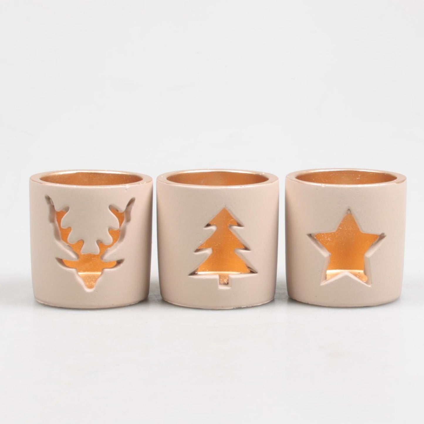 Season inspired decoration theelichthouder kerst crème ø8,5cm
