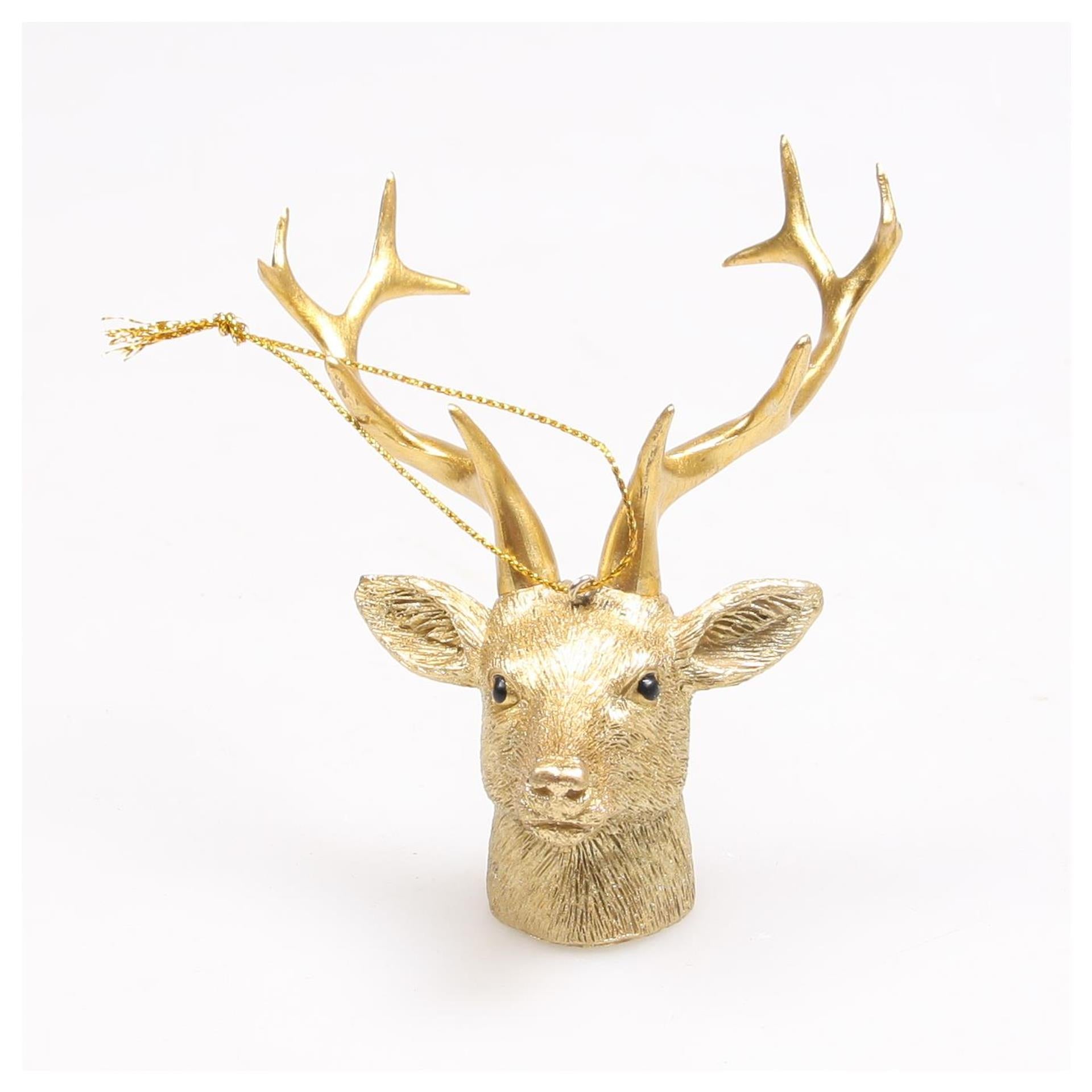 Season inspired decoation hert kop hangend goud 10x8x9cm