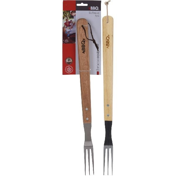 Bbq vork rvs hout 46x7cm
