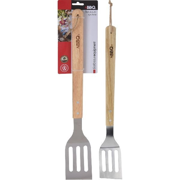 Bbq spatel rvs hout 46cm