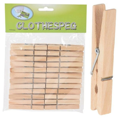 Basic houten wasknijpers 24 stuks