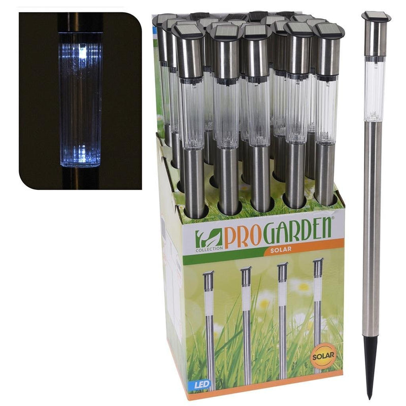 Pro garden solar led tuinlamp 3x70 cm rvs