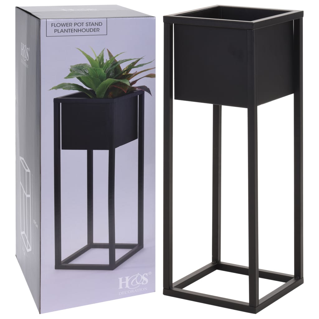 H S Collection H S Collection Bloempot op standaard 60 cm metaal zwart