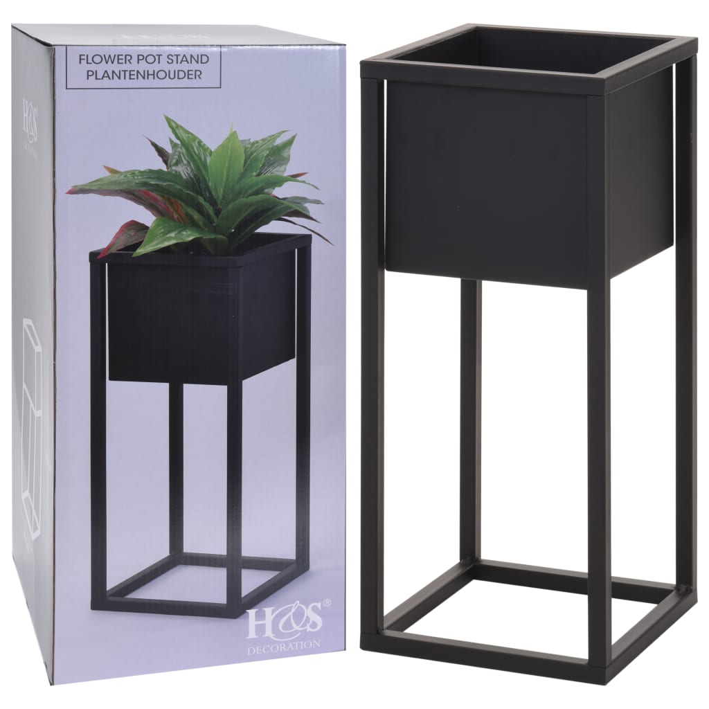 H S Collection H S Collection Bloempot op standaard 50 cm metaal zwart