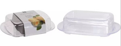 Excellent houseware botervloot met deksel kunststof 17,5 x 11,5 x 5 cm transparant