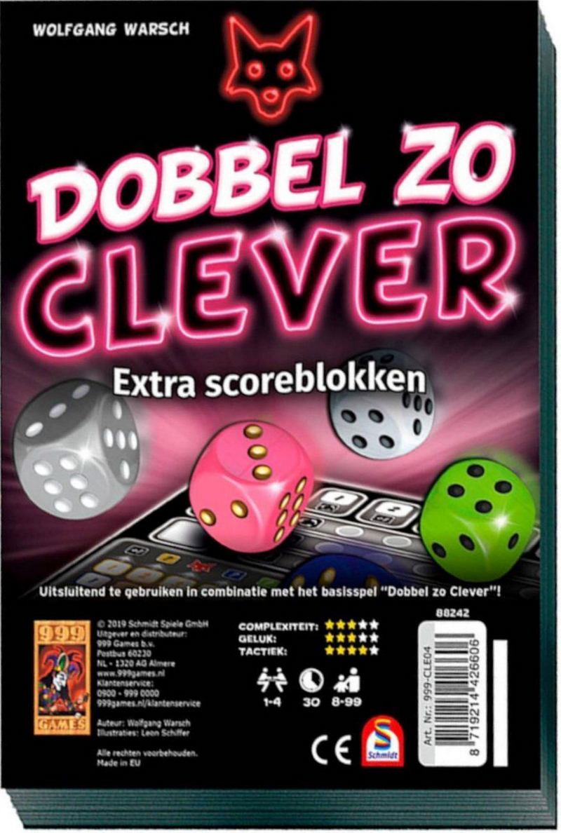 999games 999 games scoreblokken dobbel zo clever, 2st.