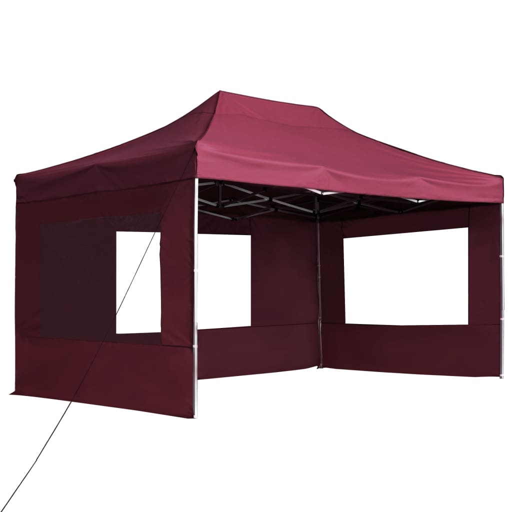 VidaXL Partytent inklapbaar met wanden 4,5x3 m aluminium wijnrood