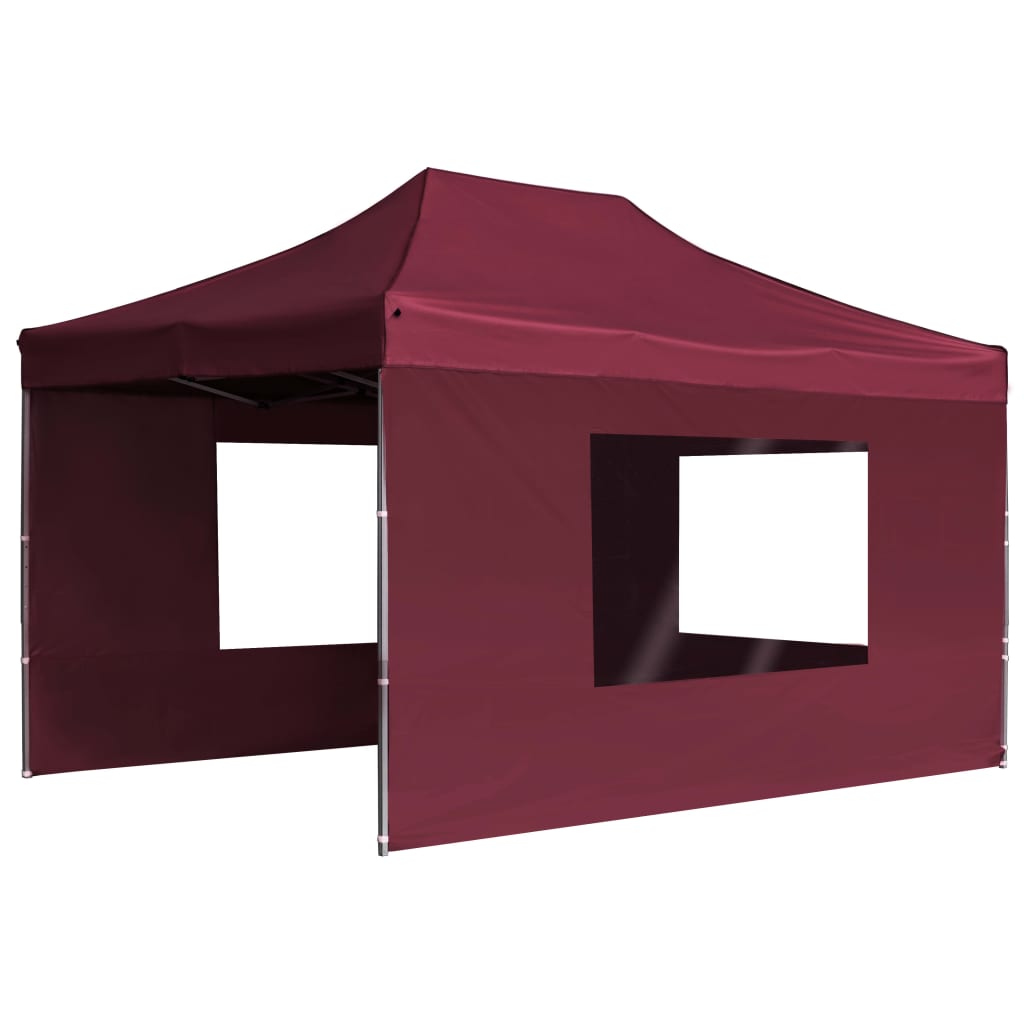 VidaXL Partytent inklapbaar met wanden 4,5x3 m aluminium wijnrood