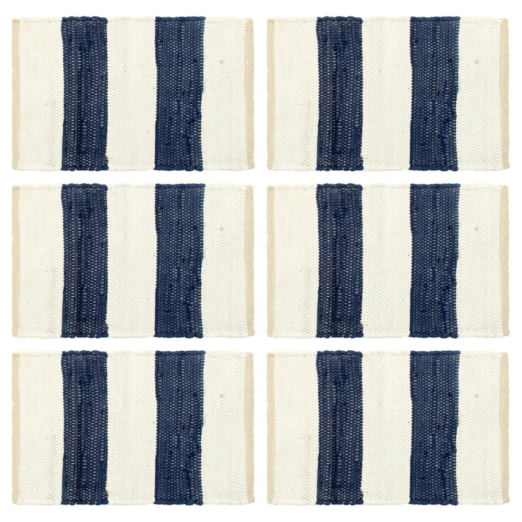 VidaXL Placemats 6 st chindi gestreept 30x45 cm blauw en wit