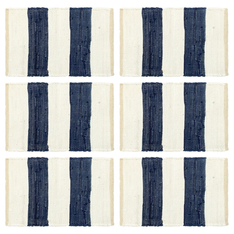 VidaXL Placemats 6 st chindi gestreept 30x45 cm blauw en wit