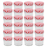 Vidaxl jampotten met wit met rode deksels 24 st 110 ml glas - afbeelding 1