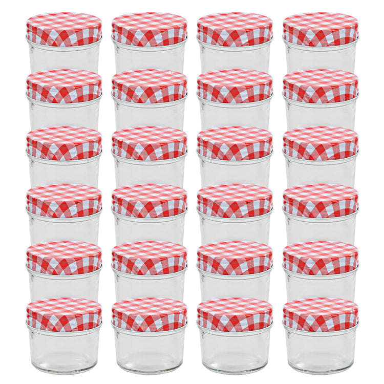 Vidaxl jampotten met wit met rode deksels 24 st 110 ml glas