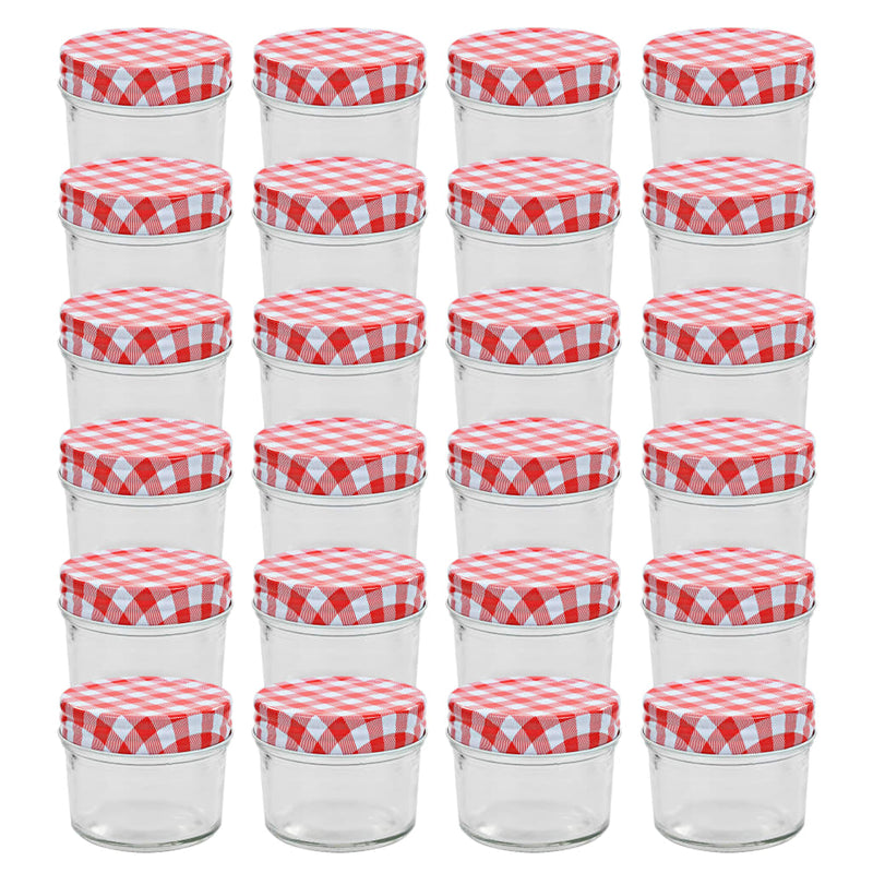 Vidaxl jampotten met wit met rode deksels 24 st 110 ml glas