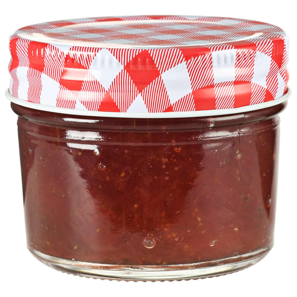 Vidaxl jampotten met wit met rode deksels 24 st 110 ml glas