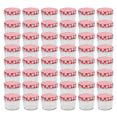 Vidaxl jampotten met wit met rode deksels 48 st 110 ml glas