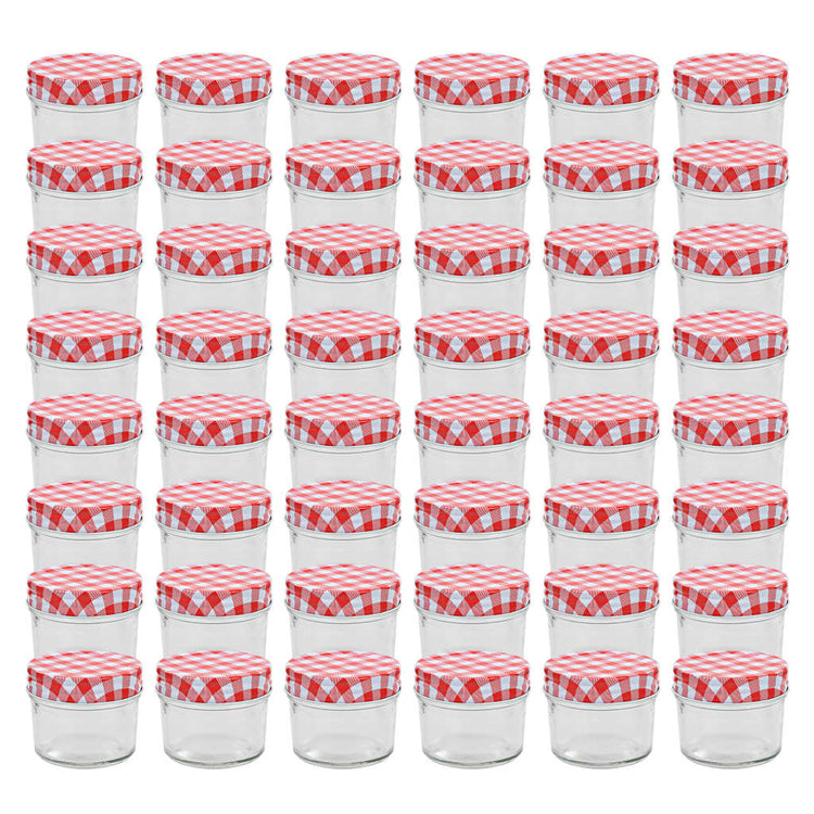 Vidaxl jampotten met wit met rode deksels 48 st 110 ml glas