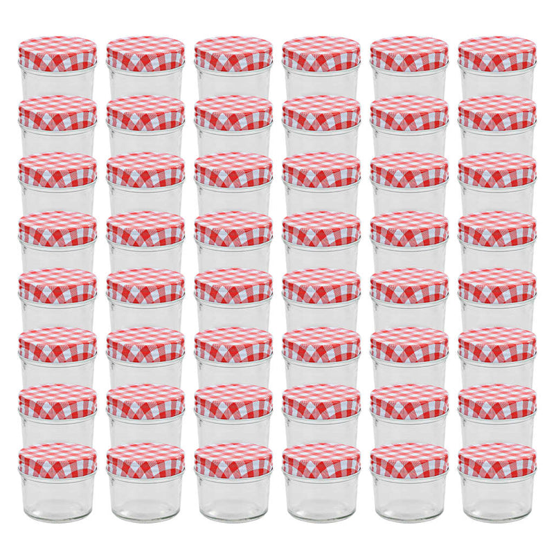 Vidaxl jampotten met wit met rode deksels 48 st 110 ml glas