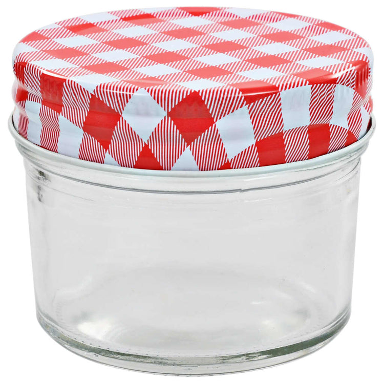 Vidaxl jampotten met wit met rode deksels 48 st 110 ml glas
