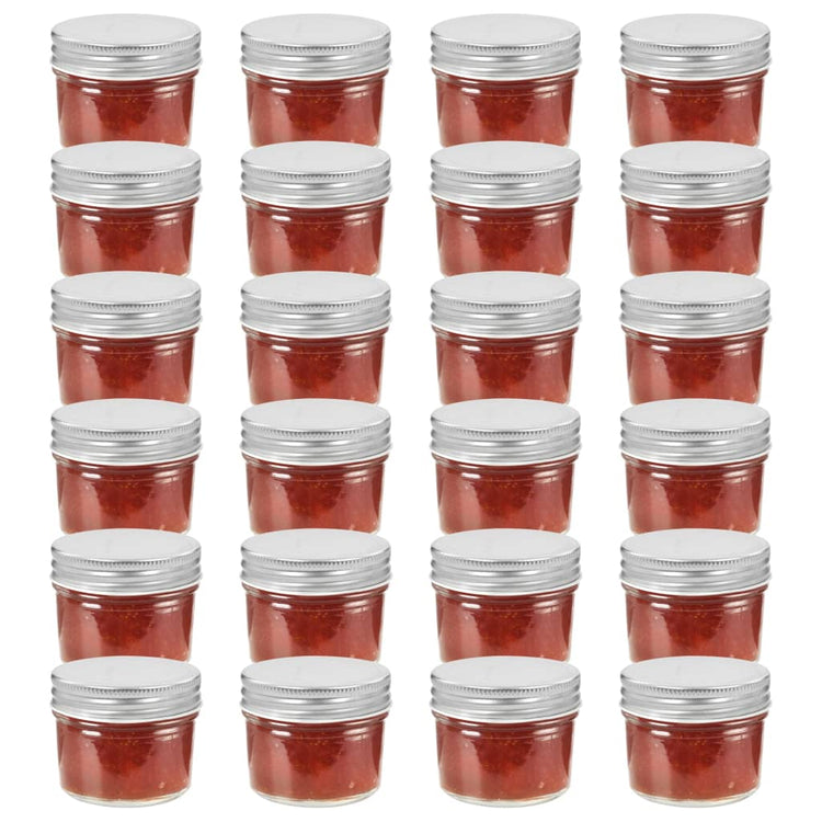 Vidaxl jampotten met zilverkleurige deksels 24 st 110 ml glas