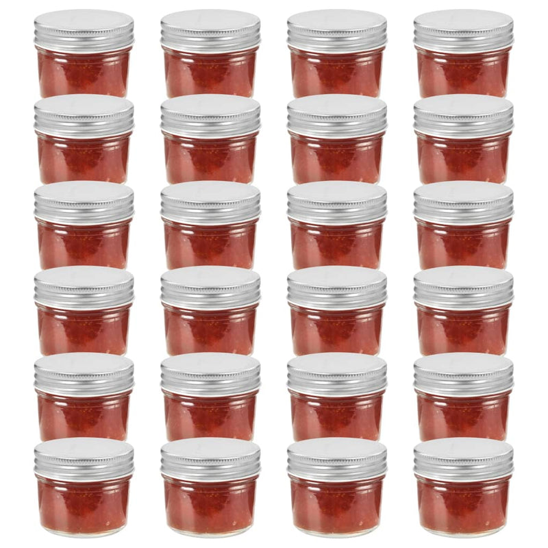 Vidaxl jampotten met zilverkleurige deksels 24 st 110 ml glas