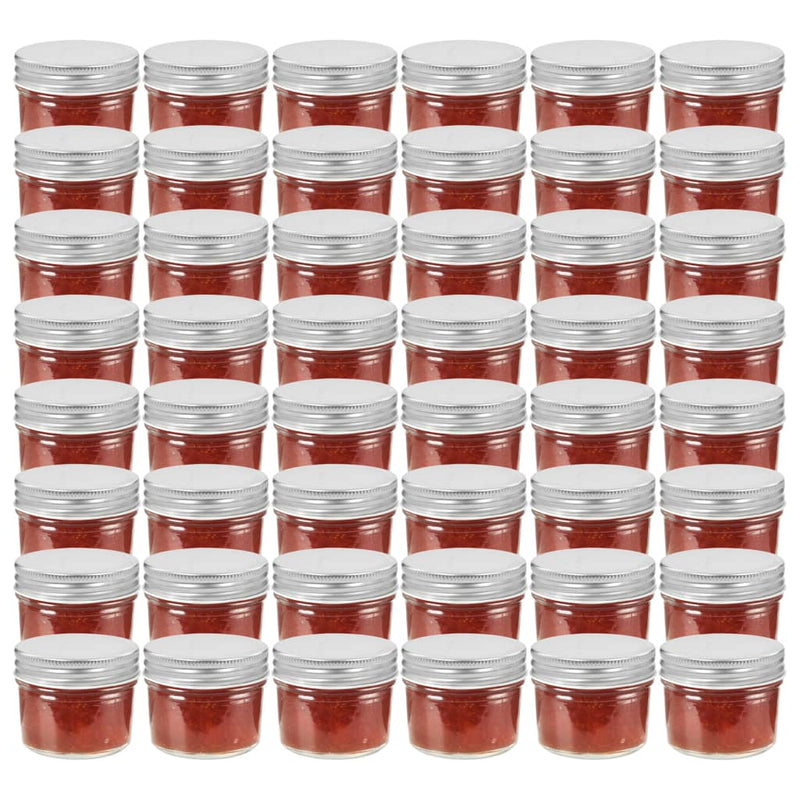 Vidaxl jampotten met zilverkleurige deksels 48 st 110 ml glas