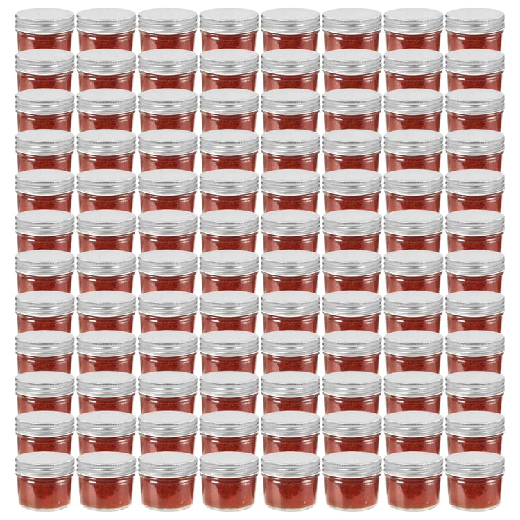 Vidaxl jampotten met zilverkleurige deksels 96 st 110 ml glas