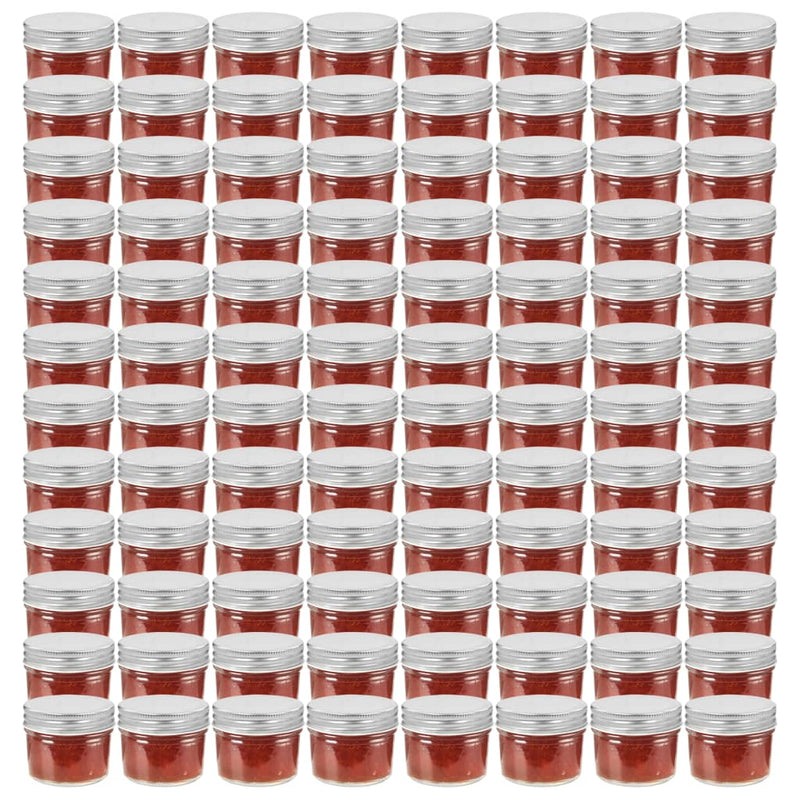 Vidaxl jampotten met zilverkleurige deksels 96 st 110 ml glas