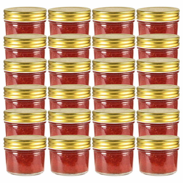 Vidaxl jampotten met goudkleurige deksels 24 st 110 ml glas