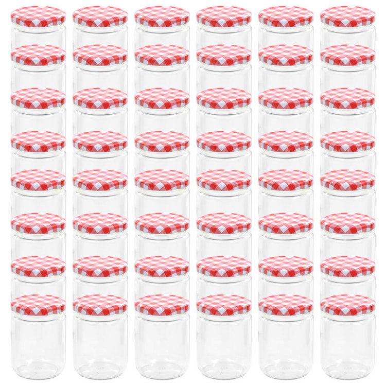 Vidaxl jampotten met wit met rode deksels 48 st 230 ml glas
