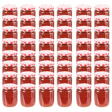 Vidaxl jampotten met wit met rode deksels 48 st 230 ml glas - afbeelding 1