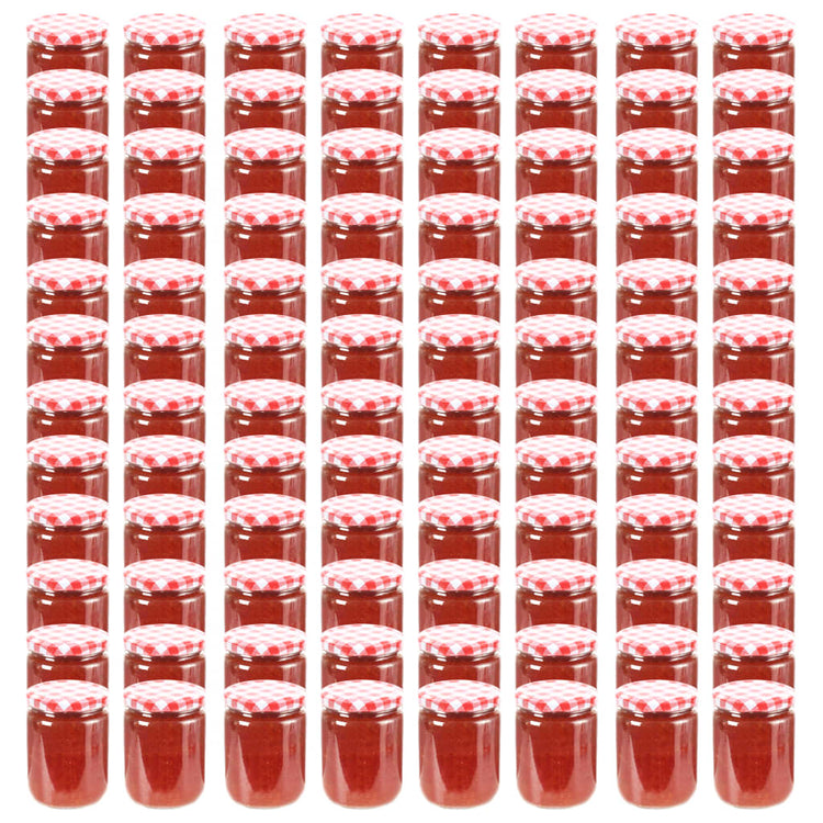 Vidaxl jampotten met wit met rode deksels 96 st 230 ml glas
