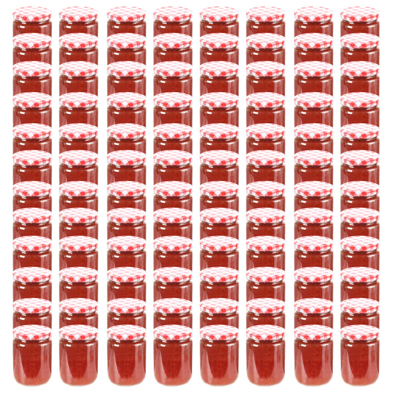 Vidaxl jampotten met wit met rode deksels 96 st 230 ml glas