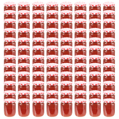Vidaxl jampotten met wit met rode deksels 96 st 230 ml glas