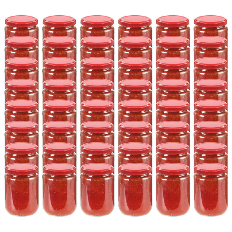 Vidaxl jampotten met rode deksels 48 st 230 ml glas
