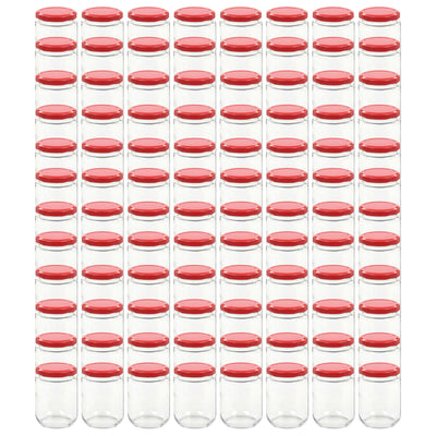 VidaXL Jampotten met rode deksels 96 st 230 ml glas