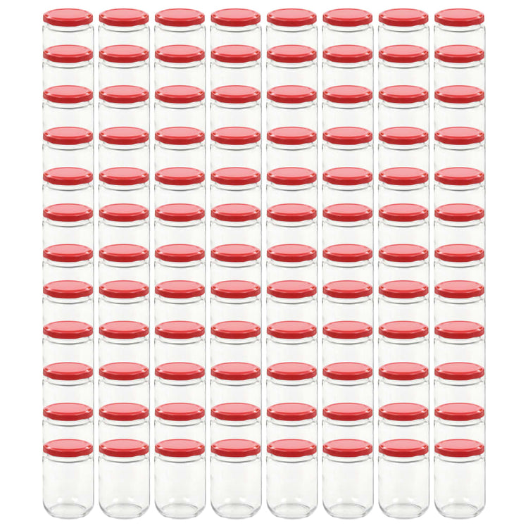 Vidaxl jampotten met rode deksels 96 st 230 ml glas