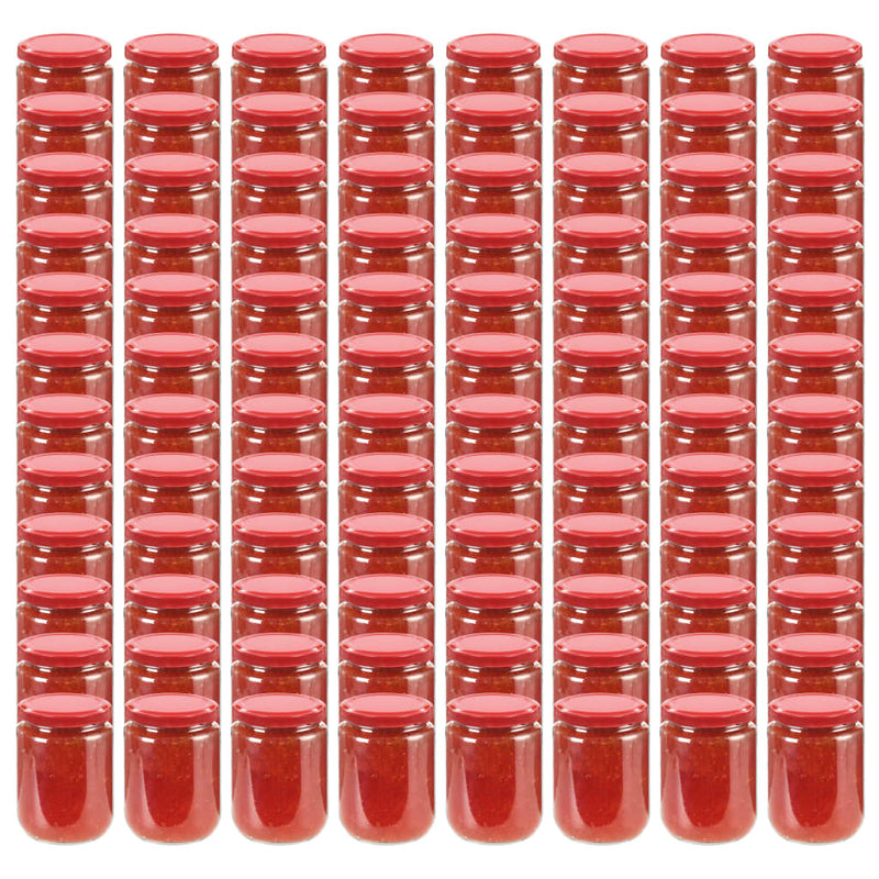 Vidaxl jampotten met rode deksels 96 st 230 ml glas