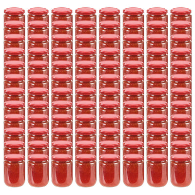 Vidaxl jampotten met rode deksels 96 st 230 ml glas