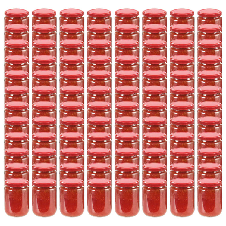 Vidaxl jampotten met rode deksels 96 st 230 ml glas