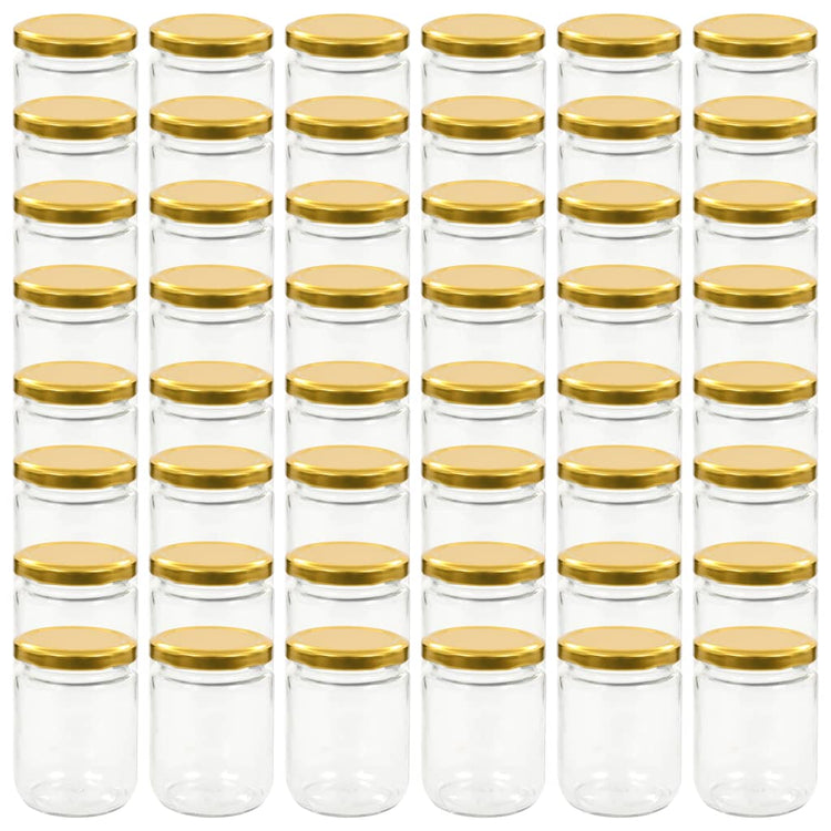 Vidaxl jampotten met goudkleurige deksels 48 st 230 ml glas