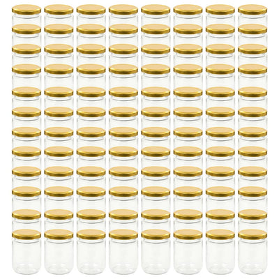 Vidaxl jampotten met goudkleurige deksels 96 st 230 ml glas