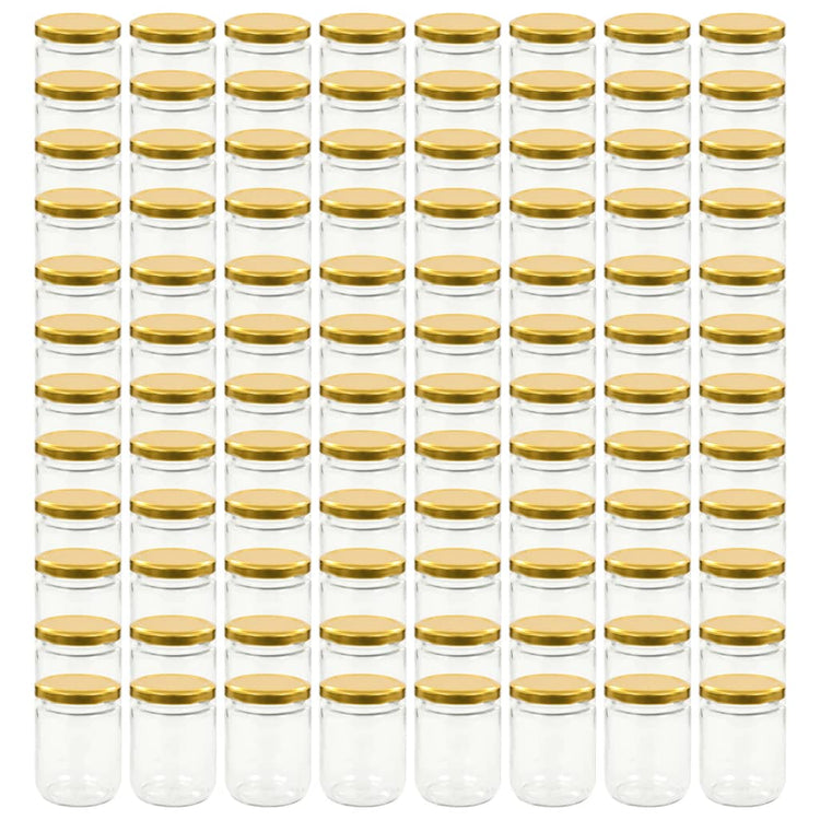 Vidaxl jampotten met goudkleurige deksels 96 st 230 ml glas