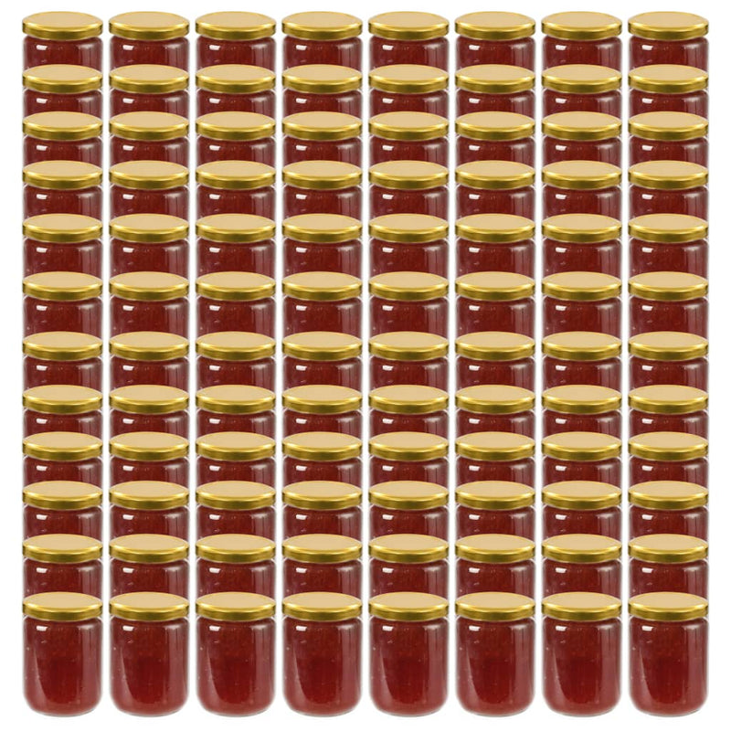 Vidaxl jampotten met goudkleurige deksels 96 st 230 ml glas