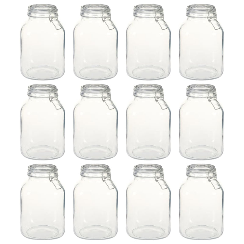 Vidaxl potten met sluiting 12 st 3 l glas