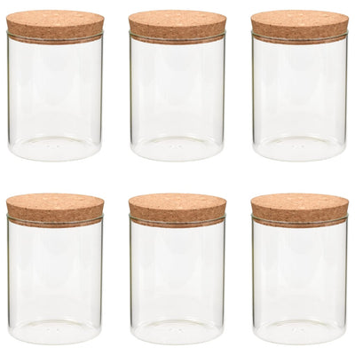Vidaxl opbergpotten met kurken deksel 6 st 650 ml glas