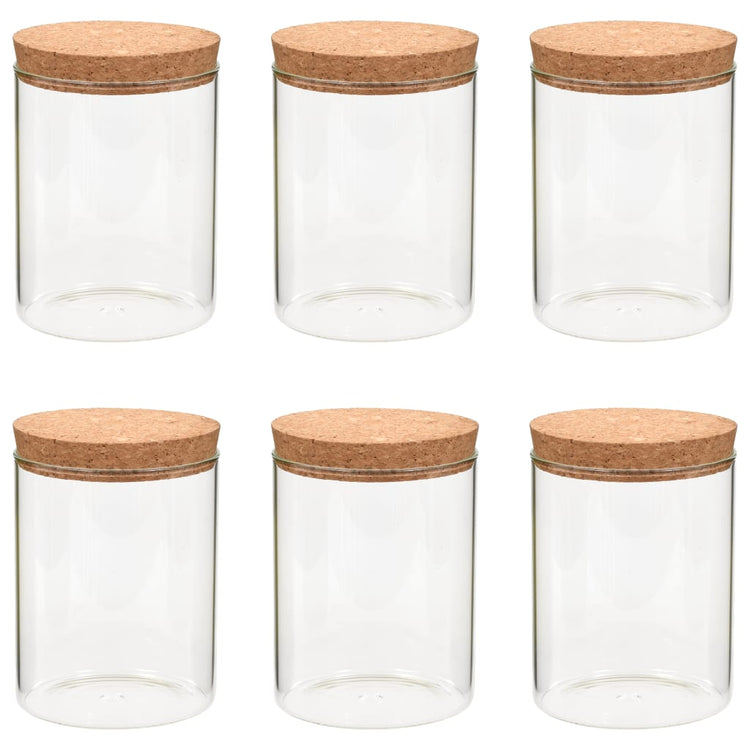 Vidaxl opbergpotten met kurken deksel 6 st 650 ml glas