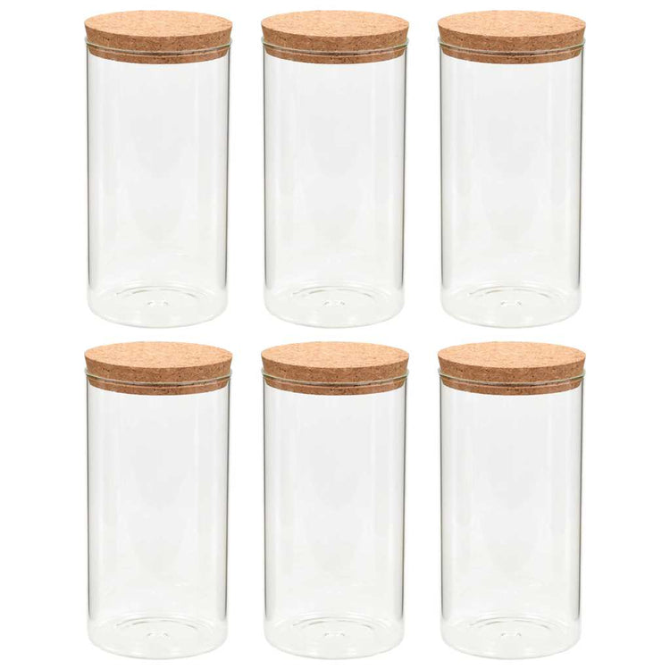 Vidaxl opbergpotten met kurken deksel 6 st 1100 ml glas